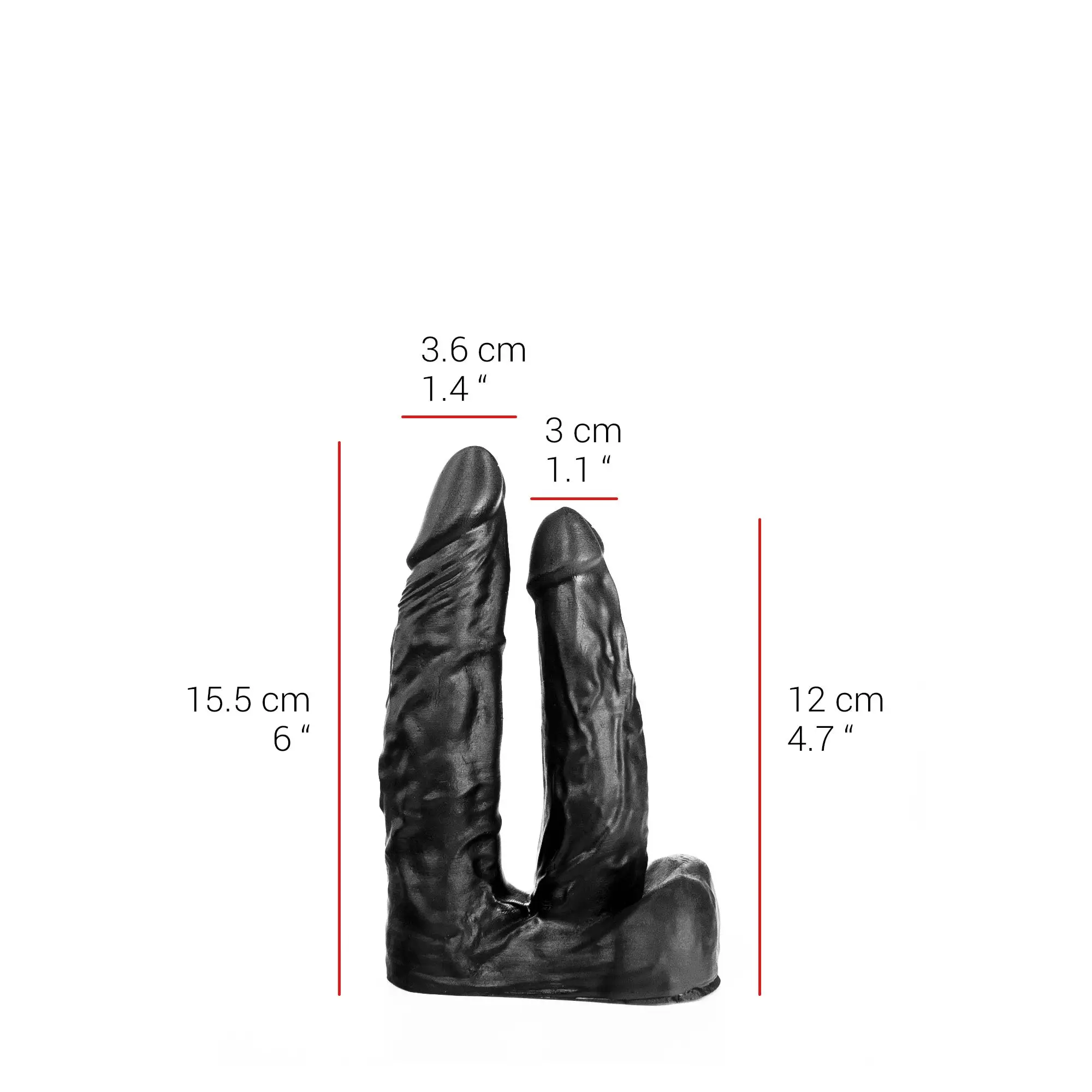 515 Line - Dubbele Dildo 15,5 & 12 Cm - Zwart 3 515 Line - Dubbele Dildo 15,5 & 12 Cm - Zwart - Afbeelding 3