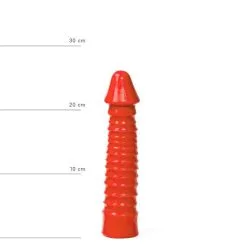 All Black All Red - Geribbelde Dildo 26 X 5 Cm - Rood -Sex Toys winkel All Red Geribbelde Dildo 26 x 5 cm rood 4
