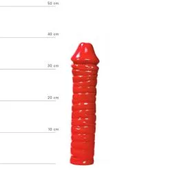 All Black All Red - Geribbelde Dildo 38 X 8,5 Cm - Rood -Sex Toys winkel All Red Geribbelde Dildo 38 x 85 cm rood 5
