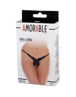 Amorable By Rimba - Erotische String - Luxe Kanten String Met Open Kruis En Vleugel Motief - Zwart - One Size -Sex Toys winkel Amorable By Rimba Erotische String Luxe Kanten String Met Open Kruis en Vleugel Motief Zwart One Size 3