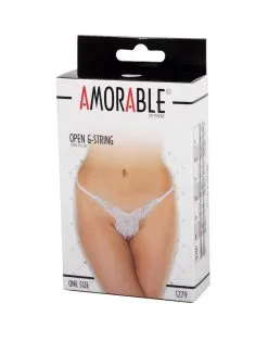 Amorable By Rimba - Erotische String - Luxe Slip Met Vlinder Motief En Open Kruis - Wit - One Size -Sex Toys winkel Amorable By Rimba Erotische String Luxe Slip Met Vlinder Motief En Open Kruis Wit One Size 3