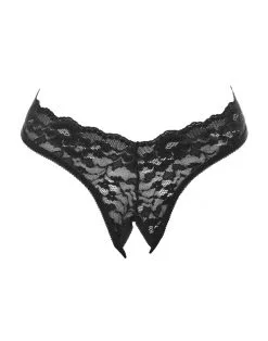 Amorable - G String - Open Kruis - One Size - Zwart - Burlesque Slipje Met Kanten Ruche -Sex Toys winkel Amorable G String Open Kruis One Size Zwart Burlesque Slipje Met Kanten Ruche 4