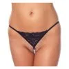 Amorable By Rimba - Erotische String - G String Van Zwart Kant Met Parelsnoer Door Kruis - One Size