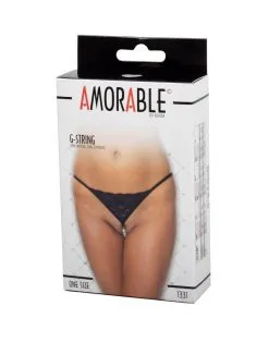 Amorable By Rimba - Erotische String - G String Van Zwart Kant Met Parelsnoer Door Kruis - One Size -Sex Toys winkel Amorable by Rimba Erotische String G string van Zwart Kant Met Parelsnoer Door Kruis One Size 3