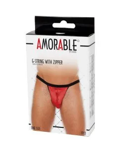 Amorable By Rimba - Erotische String - Heren Slip Met Ritsje Aan De Voorkant - Rood - One Size - Polyamide -Sex Toys winkel Amorable by Rimba Erotische String Heren Slip Met Ritsje Aan De Voorkant Rood One Size Polyamide 3
