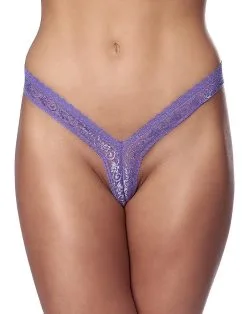 Amorable By Rimba - Erotische String - Kanten Mini String - Slip - Lila - Paars - One Size - Polyester