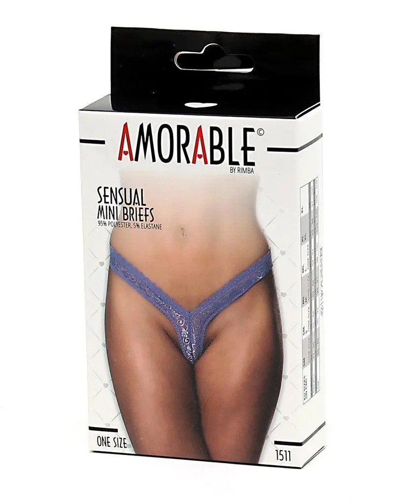 Amorable By Rimba - Erotische String - Kanten Mini String - Slip - Lila - Paars - One Size - Polyester 3 Amorable By Rimba - Erotische String - Kanten Mini String - Slip - Lila - Paars - One Size - Polyester - Afbeelding 3