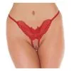 Amorable By Rimba - Erotische String - Luxe Kanten Vlinder Slip Met Open Kruis - Rood - One Size