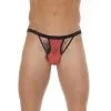 Amorable By Rimba - Erotische String - Rood Zwarte Herenstring Met Opengewerkte Details Voorkant - Mannen Slip - One Size - Polyamide