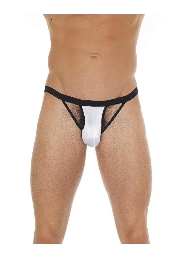 Amorable By Rimba - Erotische String - Zwart Witte Herenstring Met Opengewerkte Details Voorkant - Mannen Slip - One Size - Polyamide 1 Amorable By Rimba - Erotische String - Zwart Witte Herenstring Met Opengewerkte Details Voorkant - Mannen Slip - One Size - Polyamide