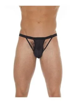 Amorable By Rimba - Erotische String - Zwarte Herenstring Met Opengewerkte Details Voorkant - Mannen Slip - One Size - Polyamide