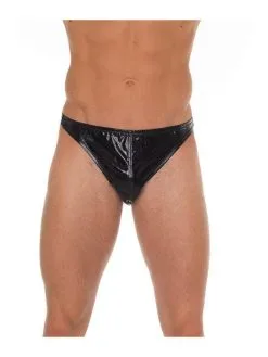 Amorable By Rimba - Erotische String Voor Mannen - Verleidelijke Zwarte Lak Look Slip - One Size
