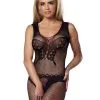 Amorable By Rimba - Visnet Catsuit Met Vlinder Patroon - Zwart