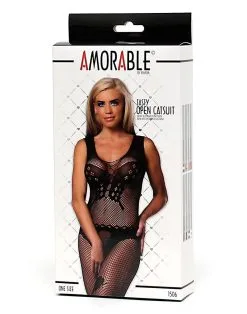 Amorable By Rimba - Visnet Catsuit Met Vlinder Patroon - Zwart -Sex Toys winkel Amorable by Rimba Visnet Catsuit Met vlinder patroon Zwart 3