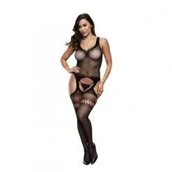 Baci Lingerie Baci - Jarretel Visnet Catsuit - Zwart