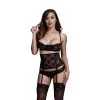 Baci Lingerie Baci - Kanten 3-Delige Jarretel Set - Zwart