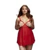 Baci Lingerie Baci - Transparante Babydoll Met Open Cups - Plus Size/Grote Maten - Rood