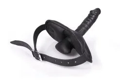 Kiotos Leather Ball Gag Masker Met Dildo