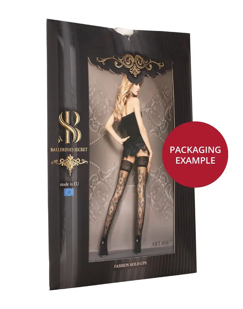 Ballerina - Fantasy Hold Ups Juliette Naadkousen (20 Denier) - Zwart 3 Ballerina - Fantasy Hold Ups Juliette Naadkousen (20 Denier) - Zwart - Afbeelding 3