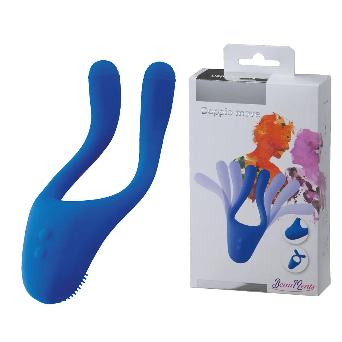 BeauMents - Doppio Move Flexibele Koppel Vibrator - Blauw 1 BeauMents - Doppio Move Flexibele Koppel Vibrator - Blauw
