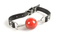 Kiotos Leather Bit Ball Gag Met Verstelbare Banden - Rood