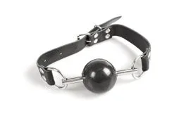 Kiotos Leather Bit Ball Gag Met Verstelbare Banden - Zwart