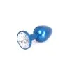 O-products Blauwe Aluminium Buttplug Met Wit Sierkristal