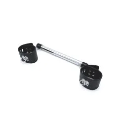 Kiotos Leather Bondage Bar Met Handboeien Van PU Leer - Zwart