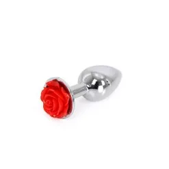 O-products Booty Sparks - Aluminium Buttplug 'Red Rose' Met Bloem Decoratie