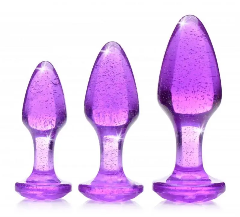Booty Sparks - Glitter Gem Buttplug Set Met Glitters - Paars 1 Booty Sparks - Glitter Gem Buttplug Set Met Glitters - Paars