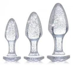 Booty Sparks - Glitter Gem Buttplug Set Met Glitters - Transparant/Zilver