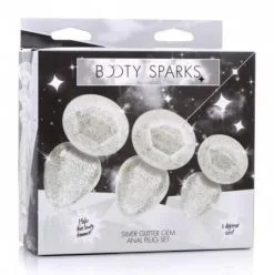 Booty Sparks - Glitter Gem Buttplug Set Met Glitters - Transparant/Zilver -Sex Toys winkel Booty Sparks Glitter Gem Buttplug Set met Glitters transparantzilver 3