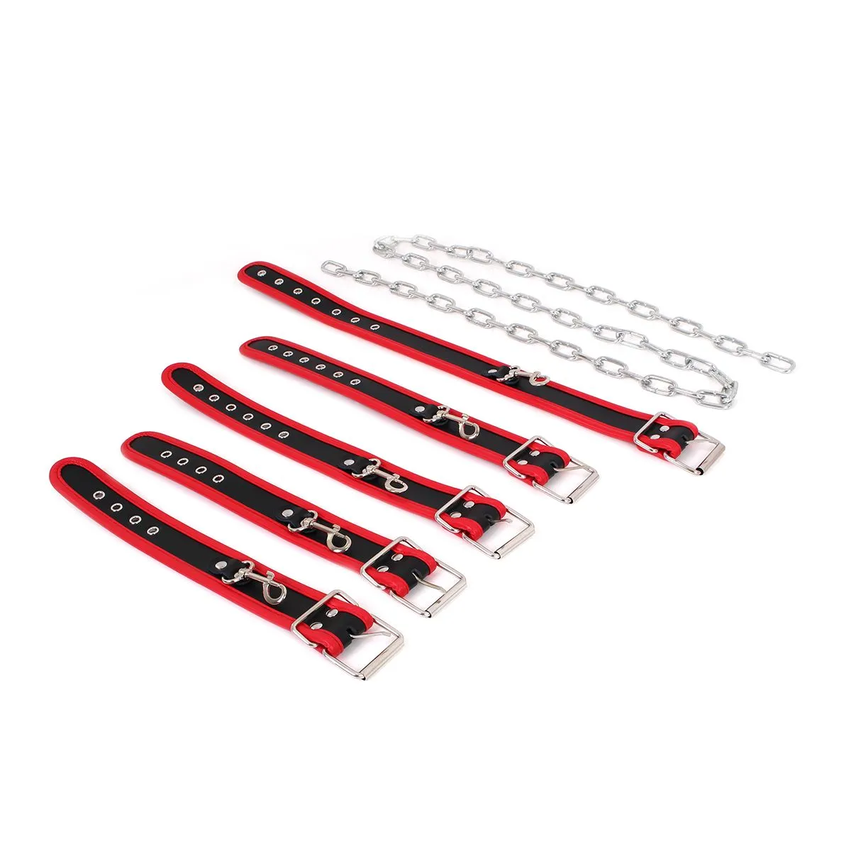 O-products Budget Bondageset Met Collar, Hand- En Voetboeien - Rood/Zwart 4 O-products Budget Bondageset Met Collar, Hand- En Voetboeien - Rood/Zwart - Afbeelding 4