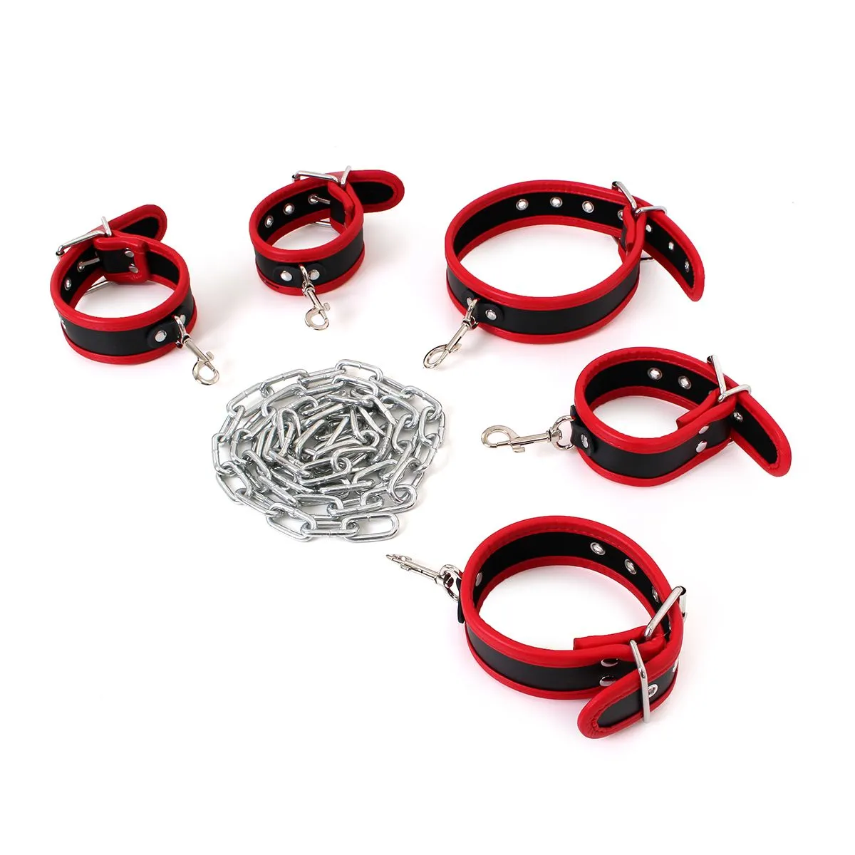 O-products Budget Bondageset Met Collar, Hand- En Voetboeien - Rood/Zwart 1 O-products Budget Bondageset Met Collar, Hand- En Voetboeien - Rood/Zwart