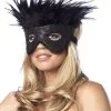 Rimba Bondage Play Burlesque Masker Met Veren - Zwart