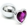 Rimba Bondage Play Butt Plug Small Met Kristal In Hartvorm - Paars