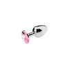 Kiotos Steel Butt Plug Aluminium Met Roze Kristal - Small