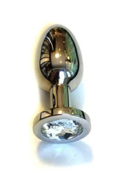 Kiotos Steel Buttplug RVS Met Transparant Kristal - Large