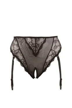 Cottelli Collection - Jarretel Slip Open Kruis - Zwart