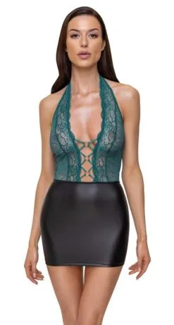 Cottelli Collection - Jurk - Zwart/Groenblauw