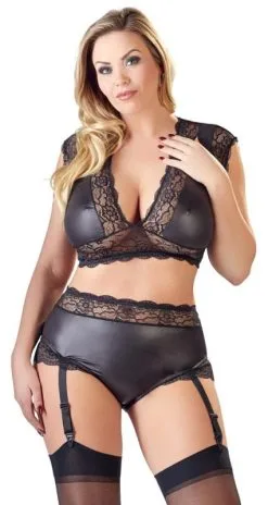Cottelli Collection - Sexy 2-Delige Wetlook BH Set - Curvy/Grote Maten
