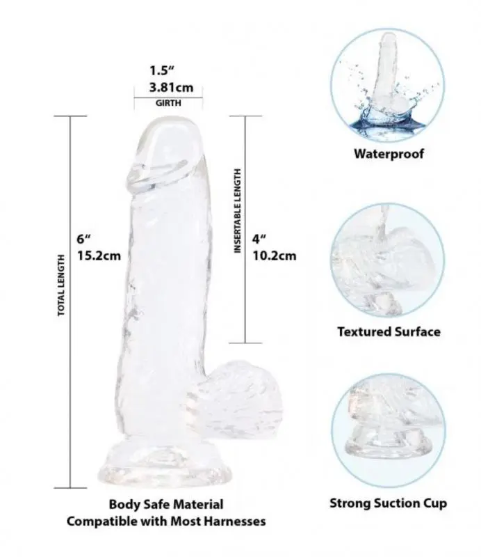 Crystal Addiction - Transparante Dildo Met Balzak - 15 Cm 2 Crystal Addiction - Transparante Dildo Met Balzak - 15 Cm - Afbeelding 2