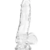 Crystal Addiction - Transparante Dildo Met Balzak - 18 Cm