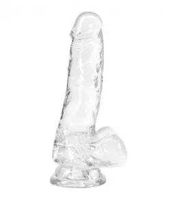 Crystal Addiction - Transparante Dildo Met Balzak - 18 Cm