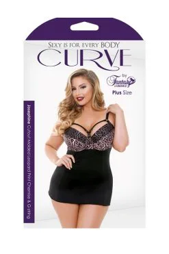 Curve - Josephine Plus Size Sexy Jurkje - Zwart/Roze Panterprint -Sex Toys winkel Curve Josephine Plus Size Sexy Jurkje ZwartRoze Panterprint 3