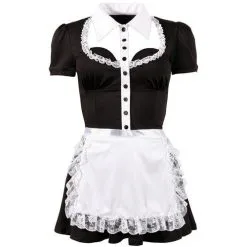 Cottelli Collection Dienstmeisje Met Wit Kraagje En Zwarte Knoopjes