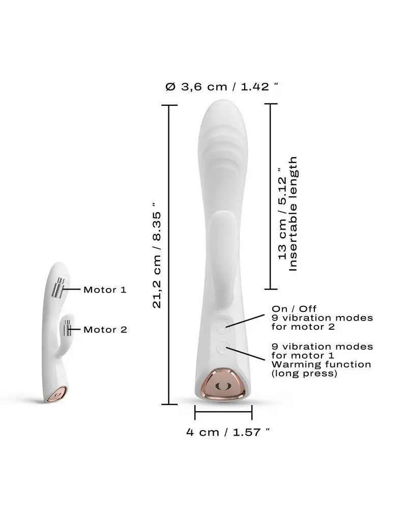 Dorcel - FLEXI RABBIT Verwarmde Tarzan Vibrator - Wit 6 Dorcel - FLEXI RABBIT Verwarmde Tarzan Vibrator - Wit - Afbeelding 6