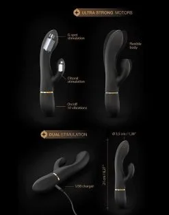 Dorcel - Flexibele Rabbit Vibrator Glam Rabbit - Zwart -Sex Toys winkel Dorcel Flexibele Rabbit Vibrator Glam Rabbit zwart 6