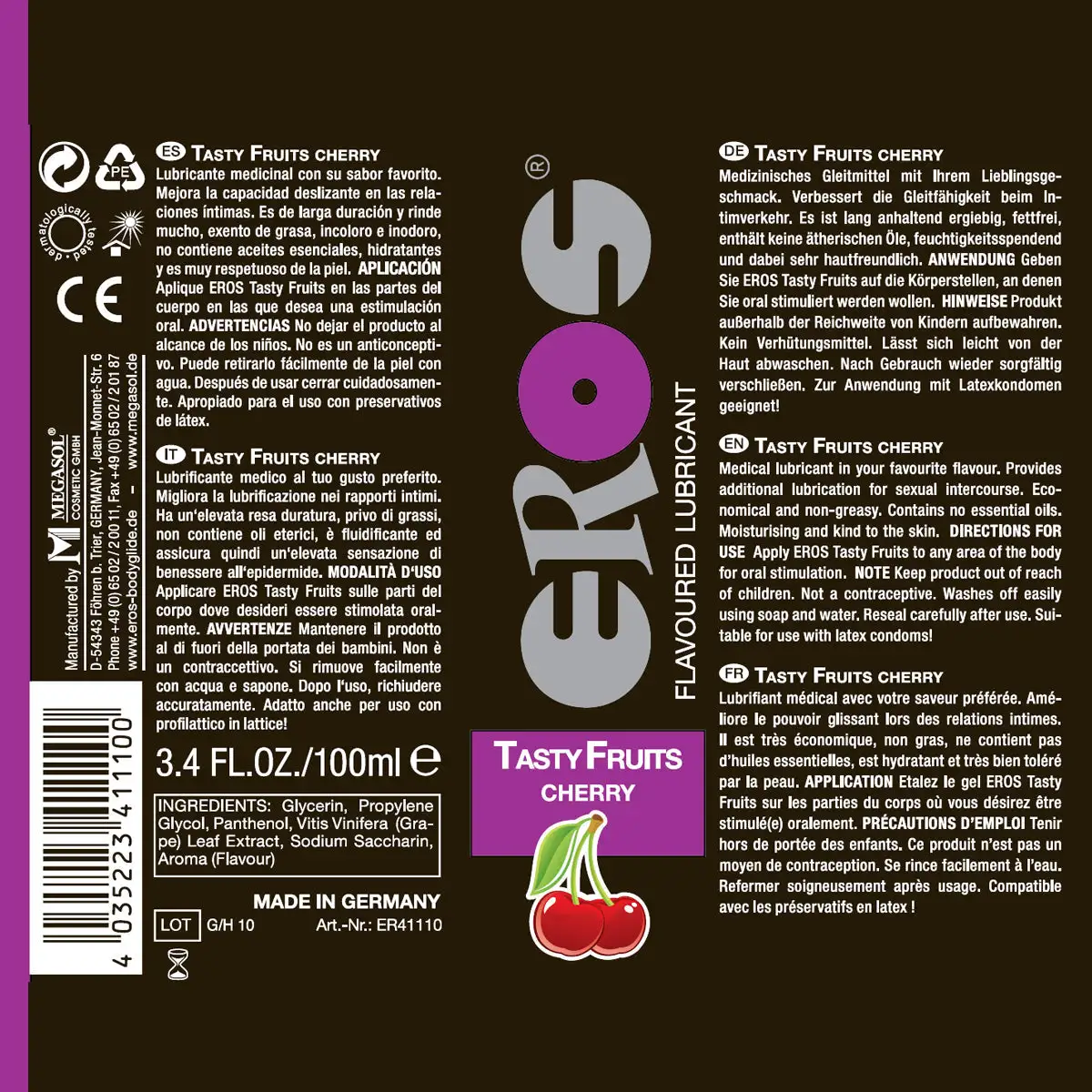 EROS Tasty Fruits Glijmiddel Op Waterbasis - Cherry 2 EROS Tasty Fruits Glijmiddel Op Waterbasis - Cherry - Afbeelding 2