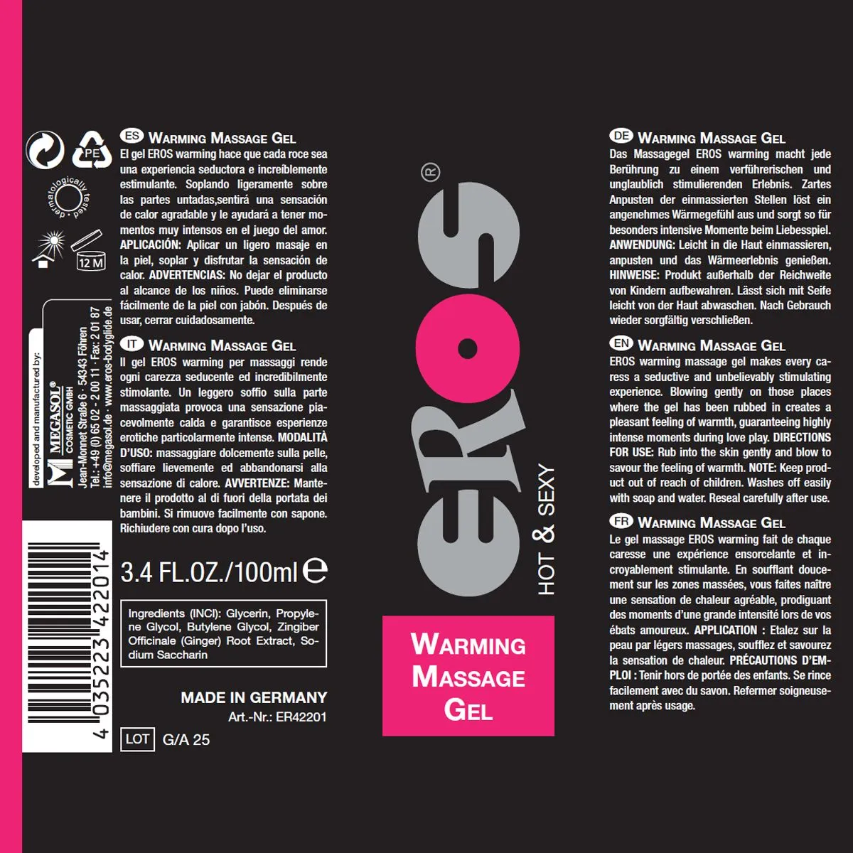 EROS Verwarmende Massage Gel - 100 Ml 2 EROS Verwarmende Massage Gel - 100 Ml - Afbeelding 2